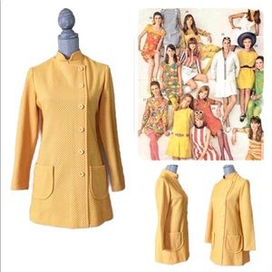 Iconic Vintage 60's yellow long sleeve dress, M